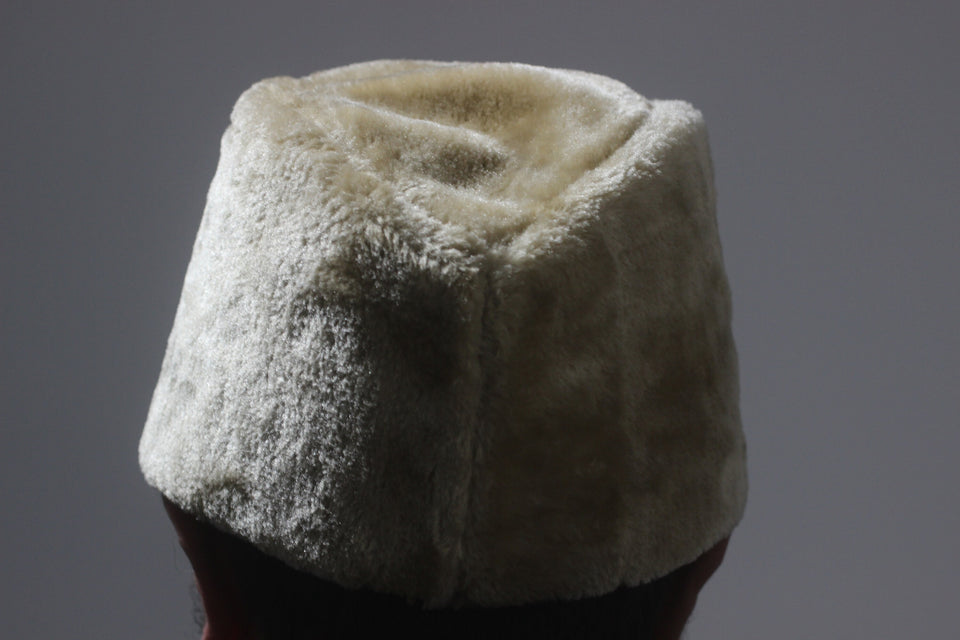 Large Caucasian Russian Kubanka, Cream Faux Fur Astrakhan Cap, Karakul Hat Winter Cap, Cossack Winter Hat Papaha, Jinnah Cap
