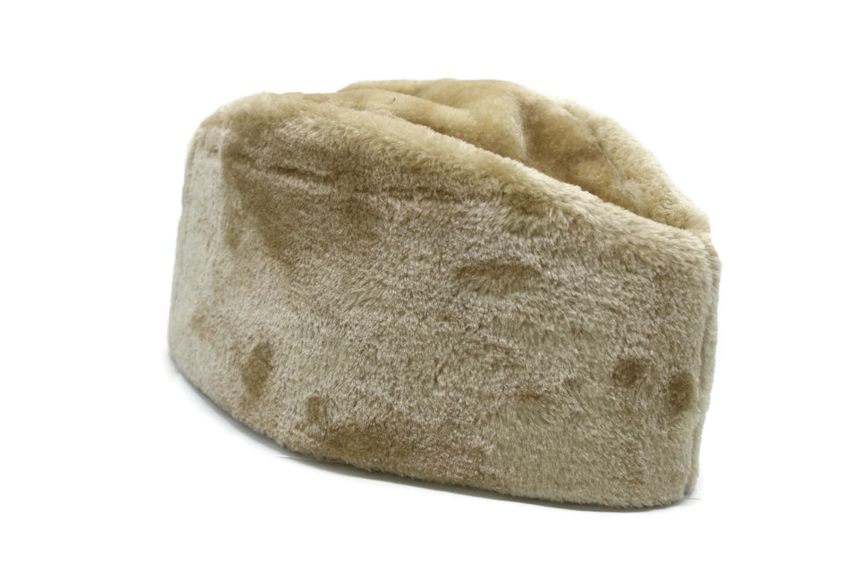 Large Caucasian Russian Kubanka, Cream Faux Fur Astrakhan Cap, Karakul Hat Winter Cap, Cossack Winter Hat Papaha, Jinnah Cap