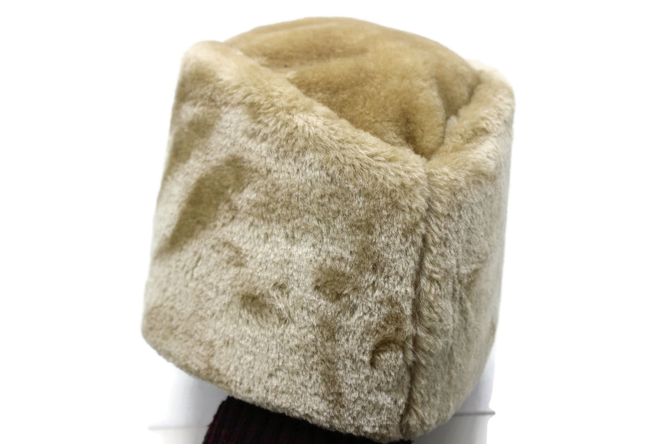 Large Caucasian Russian Kubanka, Cream Faux Fur Astrakhan Cap, Karakul Hat Winter Cap, Cossack Winter Hat Papaha, Jinnah Cap