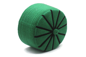 58 cm SALE Genuine Felt Islamic Hat, Baklawa Design Green to Black Muslim Kufi Cap, Men's Muslim Prayer Kufi Hat