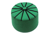 58 cm AKCIJA Pravi islamski šešir od filca, Baklawa dizajn zelena do crna muslimanska kufi kapa, muška muslimanska kufi kapa za molitvu