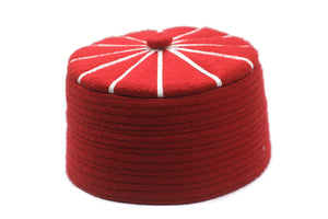 58 und 59 cm SALE Echter islamischer Filzhut, Baklawa-Design, rot bis weiß, muslimische Kufi-Mütze, muslimischer Gebets-Kufi-Hut für Herren