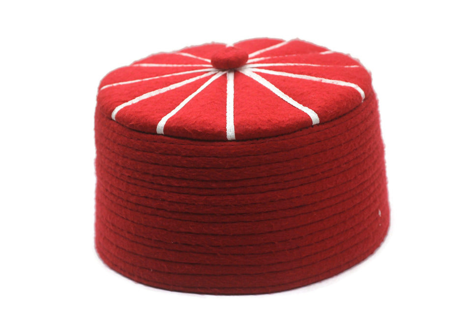 58 i 59 cm AKCIJA Pravi islamski šešir od filca, Baklawa dizajn od crvene do bijele muslimanske kufi kape, muški muslimanski šešir za molitvu kufi