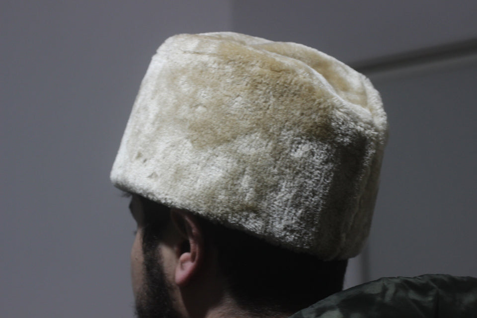 Large Caucasian Russian Kubanka, Cream Faux Fur Astrakhan Cap, Karakul Hat Winter Cap, Cossack Winter Hat Papaha, Jinnah Cap