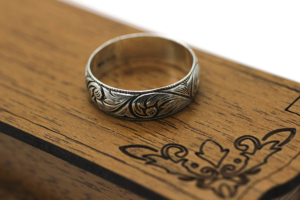Originalni srebrni vjenčani prsten u anatolskom stilu Kalemkari, prstenje za parove, jedinstveni vjenčani prsten u anatolskom stilu