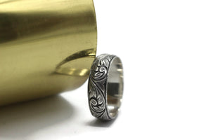 Genuine Anatolian Kalemkari Style Silver Wedding Ring, Couples Rings, Unique Anatolian Style Wedding Band