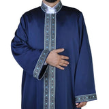 S, M, L, XL, XXL Navy Blue Thobe blue dotted bordures, Galabiyya, Jubbah Islamic Wear, Prayer Jubbah