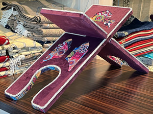 Purple Velvet Cover Holy Quran Reading Desk | Quran Holder Book Stand Rihal Rehal | Kahoy na Quran Stand Lectern