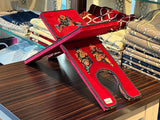 Red Velvet Cover Holy Quran Reading Desk | Quran Holder Book Stand Rihal Rehal | Wooden Quran Stand Lectern | Regalo ng Islam