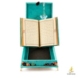 Velvet Quran Tasbeeh Islamic Gift Box | Turquoise Quran Gift Set | Islamic Wedding Gift | Islamic Home Gift | Islamic Graduation Gift