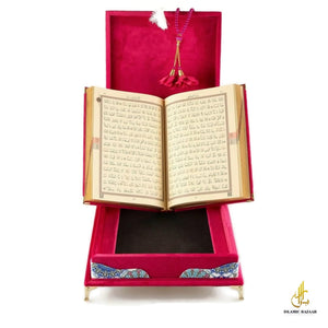 Velvet Quran Tasbeeh Islamic Gift Box | Red Quran Gift Set | Islamic Wedding Gift | Islamic Home Gift | Islamic Graduation Gift