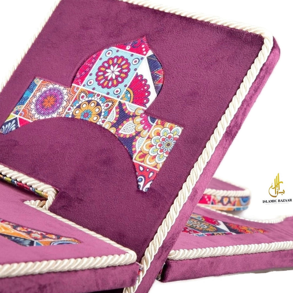 Purple Velvet Cover Holy Quran Reading Desk | Quran Holder Book Stand Rihal Rehal | Wooden Quran Stand Lectern