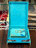 Velvet Quran Tasbeeh Islamic Gift Box | Turquoise Quran Gift Set | Islamic Wedding Gift | Islamic Home Gift | Islamic Graduation Gift
