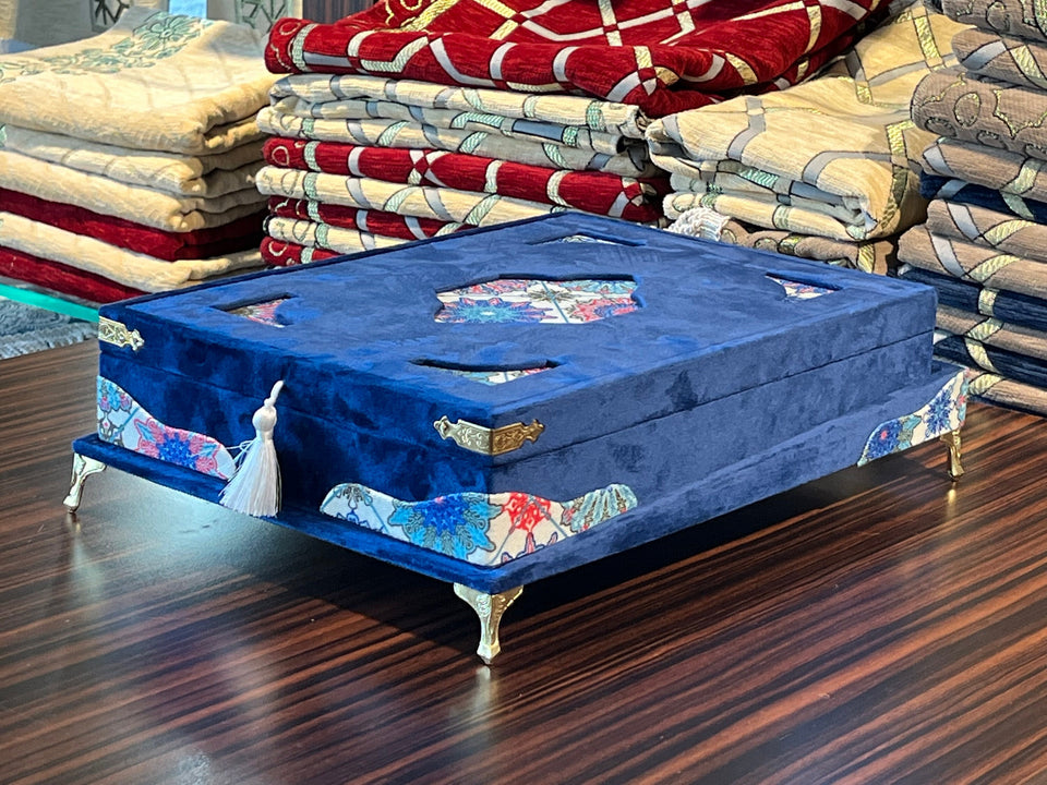 Velvet Quran Tasbeeh Islamic Gift Box | Blue Quran Gift Set | Islamic Wedding Gift | Islamic Home Gift | Islamic Graduation Gift