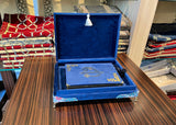 Lux Velvet Quran Box | Blue Quran Gift Set | Islamic Wedding Gift | Islamic Home Gift | Islamic Graduation Gift | Muslim Gifts