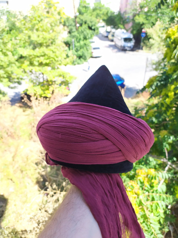 Prewrapped Naqshbandi Haqqani Cap, Red and Black Cyprus Imamah, Unique Islamic Art, Imam Pagri Islamic Men's Head Wear