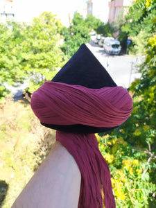 Prewrapped Naqshbandi Haqqani Cap, Red and Black Cyprus Imamah, Unique Islamic Art, Imam Pagri Islamic Men's Head Wear
