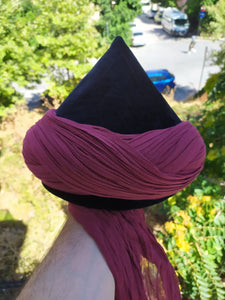 Prewrapped Naqshbandi Haqqani Cap, Red and Black Cyprus Imamah, Unique Islamic Art, Imam Pagri Islamic Men's Head Wear
