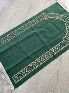 Al-Khwarizmi Green Lux molitvena prostirka, tkanina od šenila Sajjada, lagani musallah, molitveni tepih, poklon Janamaz Hajj Umrah, muslimanski poklon set