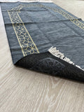 Al-Khwarizmi Grey Lux Prayer Mat, Chenille Fabric Sajjada, Lightweight Musallah, Prayer Rug, Janamaz Hajj Umrah Gift, Muslim Gift Set