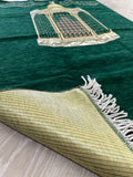 Maqam Ibrahim Green Lux Prayer Mat, Chenille Fabric Sajjada, Lightweight Musallah, Prayer Rug, Janamaz Hajj Umrah Gift, Muslim Gift Set