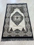 Cream Geometric Design Portable Prayer Mat, Lightweight Musallah, Travel Prayer Rug, Thin Janamaz
