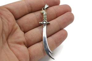 Silver Zulfiqar Necklace with Zirconia, Imam Ali Sword Pendant, Zulfiqar Sword, Islamic Necklace, Dhulfaqar Pendant, Shia Gifts