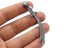 Matte Black Plated Zulfiqar Sword Necklace, Arabic Written Zulfiqar Imam Ali Zulfiqar Sword, Dhulfaqar Pendant, Shia Gifts