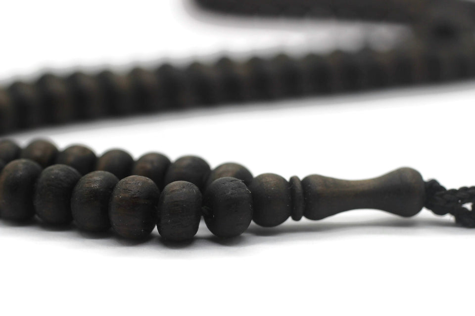 Matte Black Genuine Olive Wood Beads Tasbih Necklace, 150 Beads Misbaha Tasbih Zikr Tasbeeh Tesbih 7.5 mm Dhikr Prayer Beads TSBK