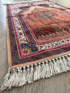 Orange Azraah Cotton Prayer Mat, Cotton Sajjada, Thin Musallah, Prayer Rug, Janamaz Hajj Umrah Gift, Muslim Gift Set