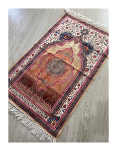 Orange Azraah Cotton Prayer Mat, Cotton Sajjada, Thin Musallah, Prayer Rug, Janamaz Hajj Umrah Gift, Muslim Gift Set