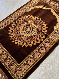 Geometric Style Velvet Prayer Mat, Lux Fabric Sajjada, Traditional Musallah, Prayer Rug, Janamaz Hajj Umrah Gift, Muslim Gift Set