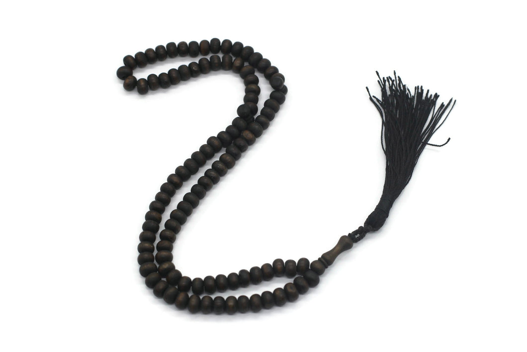 Matte Black Genuine Olive Wood Beads with a tassel, 99 Beads Misbaha Tasbih Zikr Tasbeeh Tesbih 7.5 mm Dhikr Prayer Beads