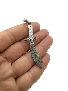 925 Sterling Silver Zulfiqar Sword Necklace, Arabic Written Zulfiqar Imam Ali Zulfiqar Sword, Dhulfaqar Warrior Pendant