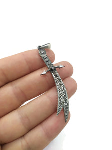 925 Sterling Silver Zulfiqar Sword Necklace, Arabic Written Zulfiqar Imam Ali Zulfiqar Sword, Dhulfaqar Warrior Pendant