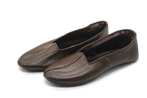 Lux grejači stopala od prave kože braon boje sa MEN veličinom | Zimske čarape |Zimske cipele | Unisex kućne papuče | Ručno rađene kožne čarape