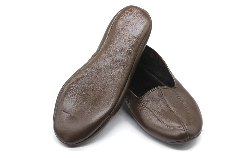 Lux Genuine Leather Brown Feet Warmer with WOMEN Size | Winter Socks |Winter Shoes | Indoor House Slippers | Handmade Leather Socks