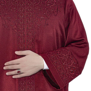 Bordeaux Mawlawi Jubbah S, M, L, Muslim Mens Prayer Dress, Islamic Clothing, Lux Embroidered Thobe, Jubba Thawb Abaya for Muslim Men