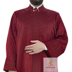 Bordeaux Mawlawi Jubbah S, M, L, Muslim Mens Prayer Dress, Islamic Clothing, Lux Embroidered Thobe, Jubba Thawb Abaya for Muslim Men