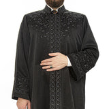 Black Shajaeat Jubbah S, M, L, XL Muslim Mens Prayer Dress, Islamic Mens Clothing Kaftan, Lux Embroidered Thobe, Jubba Thawb Bisht