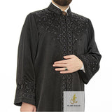 Crna Shajaeat Jubbah S, M, L, XL muslimanska muška molitvena haljina, islamska muška odjeća kaftan, lux vezeni Thobe, Jubba Thawb Bisht