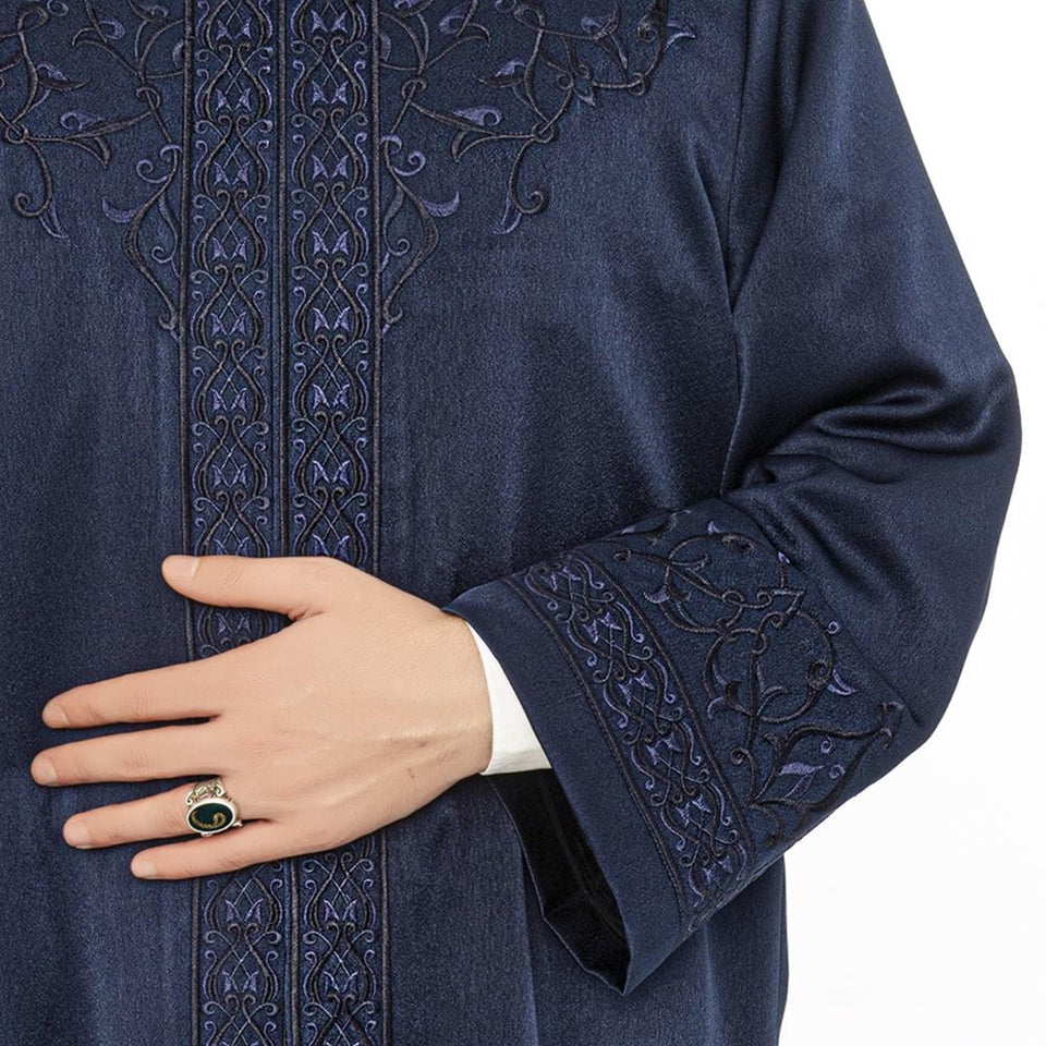 Royal Blue Ajyad Imams Jubbah S, M, L, XL Muslim Mens Prayer Dress, Islamic Mens Clothing Kaftan, Lux Embroidered Thobe, Jubba Thawb Bisht