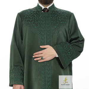 Emerald Green Kapudan Pasha Jubbah S, M, L Muslimanska muška molitvena haljina, islamska muška odjeća kaftan, Lux vezeni Thobe, Jubba Thawb Bisht