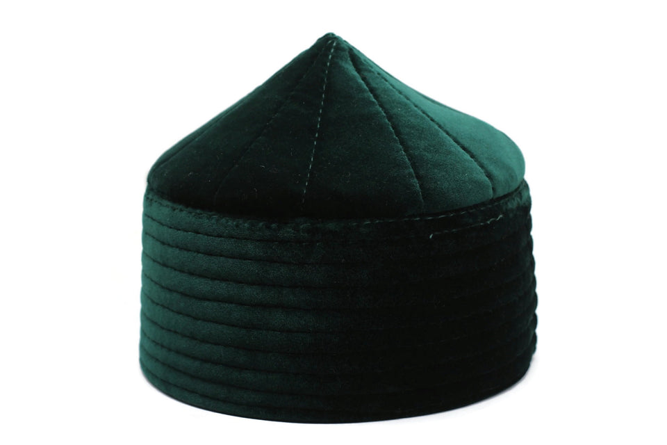 Green Velvet Naqshibandi Kufi Muslim Takke Peci Kofia Hat Topi, Dervish Clothing, Haqqani Sufi Hat, Islamic Wear, Islamic Gift, Hat For Men,