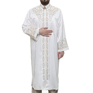 Cream Al-Nawawi Jubbah S, M, L, XL Muslim Mens Prayer Dress, Islamic Mens Clothing Kaftan, Lux Embroidered Thobe, Jubba Thawb Bisht