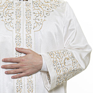 Cream Al-Nawawi Jubbah S, M, L, XL Muslim Mens Prayer Dress, Islamic Mens Clothing Kaftan, Lux Embroidered Thobe, Jubba Thawb Bisht