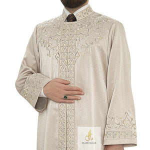 Lux Mulla Jubbah S, M, L, XL Muslimanska muška molitvena haljina, islamska muška odjeća kaftan, Lux vezeni Thobe, Jubba Thawb Bisht