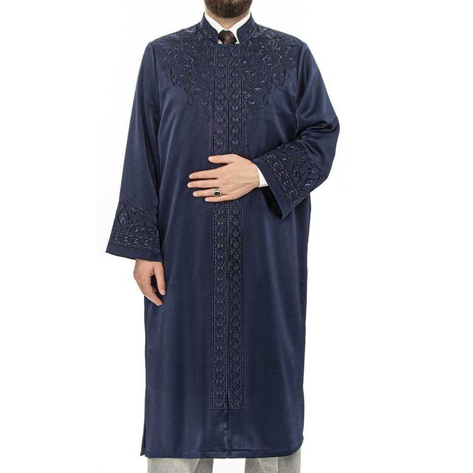 Royal Blue Ajyad Imams Jubbah S, M, L, XL Muslim Mens Prayer Dress, Islamic Mens Clothing Kaftan, Lux Embroidered Thobe, Jubba Thawb Bisht