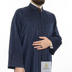 Royal Blue Ajyad Imams Jubbah S, M, L, XL Muslimanska muška molitvena haljina, islamska muška odjeća kaftan, lux vezeni Thobe, Jubba Thawb Bisht