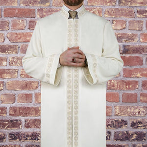 Lux Cream Daisies Jubbah S, M, L, XL Muslim Mens Prayer Dress, Islamic Mens Clothing Kaftan, Embroidered Thobe, Jubba Thawb Bisht